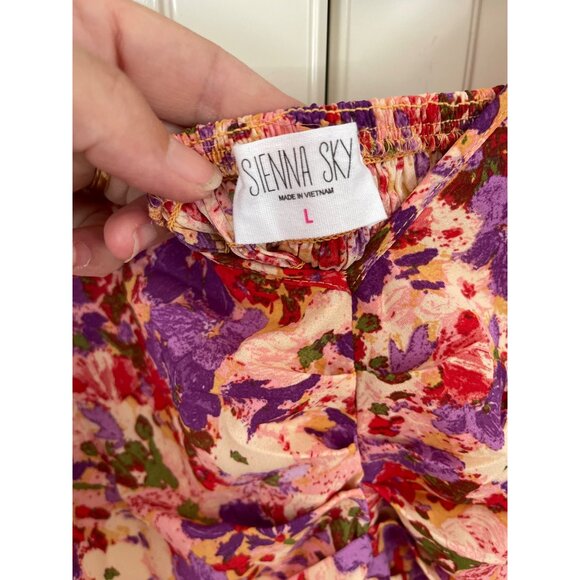 Sienna Sky cropped blouse Colorful Floral Chiffon Top size L New NWOT - Picture 2 of 8